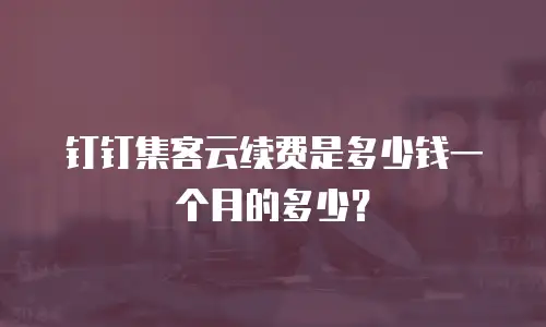 钉钉集客云续费是多少钱一个月的多少？