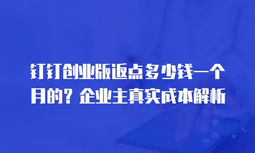 钉钉创业版返点多少钱一个月的？企业主真实成本解析