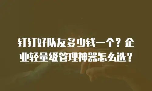 钉钉好队友多少钱一个？企业轻量级管理神器怎么选？