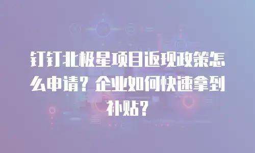 钉钉北极星项目返现政策怎么申请？企业如何快速拿到补贴？