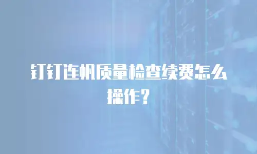 钉钉连帆质量检查续费怎么操作？