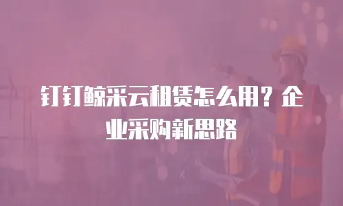 钉钉鲸采云租赁怎么用？企业采购新思路