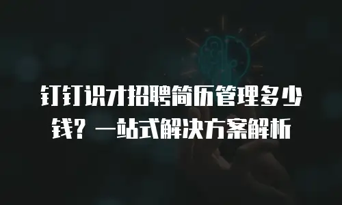 钉钉识才招聘简历管理多少钱？一站式解决方案解析