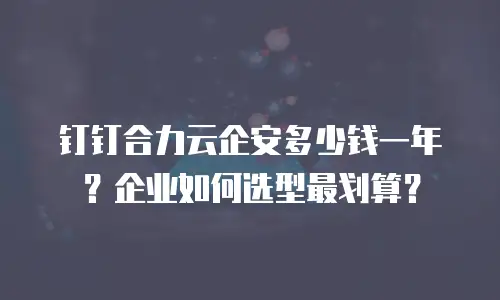 钉钉合力云企安多少钱一年？企业如何选型最划算？