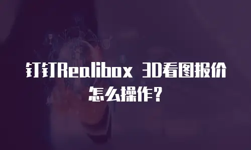 钉钉Realibox 3D看图报价怎么操作？