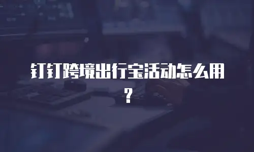 钉钉跨境出行宝活动怎么用？