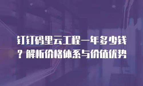 钉钉码里云工程一年多少钱？解析价格体系与价值优势