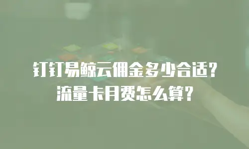 钉钉易鲸云佣金多少合适？流量卡月费怎么算？