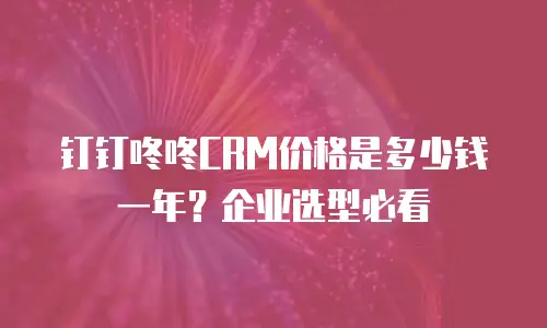 钉钉咚咚CRM价格是多少钱一年？企业选型必看