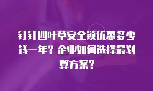 钉钉四叶草安全锁优惠多少钱一年？企业如何选择最划算方案？