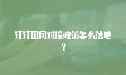 钉钉国网对接政策怎么落地？