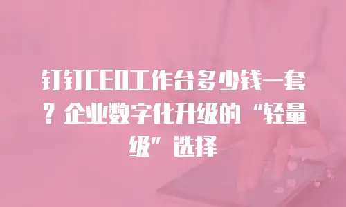 钉钉CEO工作台多少钱一套？企业数字化升级的“轻量级”选择