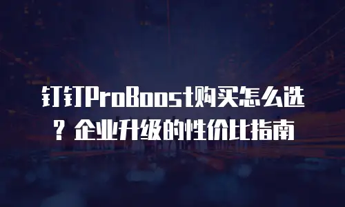 钉钉ProBoost购买怎么选？企业升级的性价比指南
