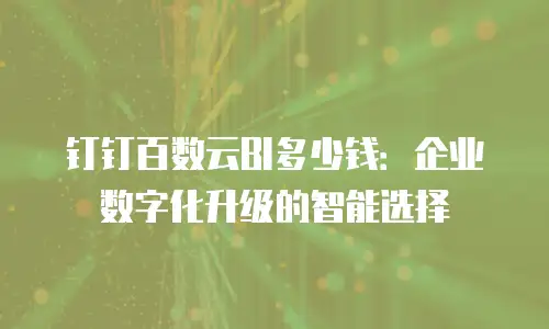 钉钉百数云BI多少钱：企业数字化升级的智能选择