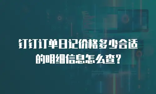 钉钉订单日记价格多少合适的明细信息怎么查？
