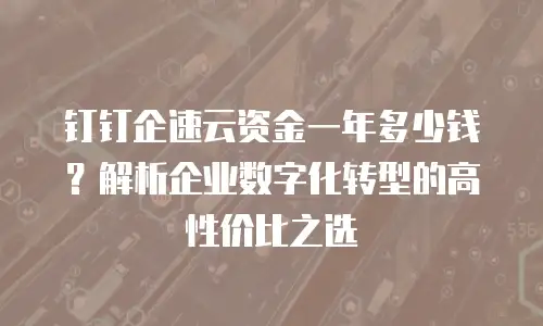 钉钉企速云资金一年多少钱？解析企业数字化转型的高性价比之选