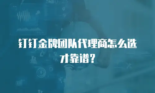 钉钉金牌团队代理商怎么选才靠谱？