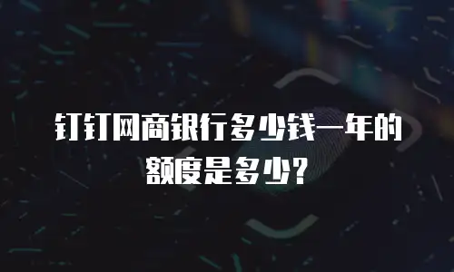 钉钉网商银行多少钱一年的额度是多少？
