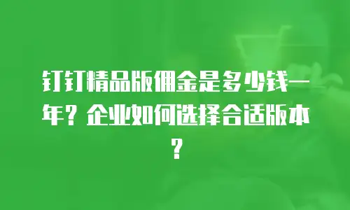 钉钉精品版佣金是多少钱一年？企业如何选择合适版本？