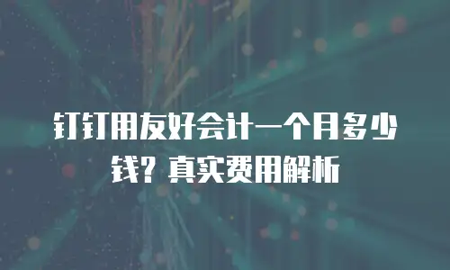 钉钉用友好会计一个月多少钱？真实费用解析