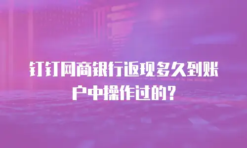 钉钉网商银行返现多久到账户中操作过的？