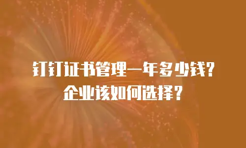 钉钉证书管理一年多少钱？企业该如何选择？