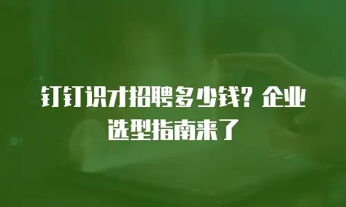 钉钉识才招聘多少钱？企业选型指南来了