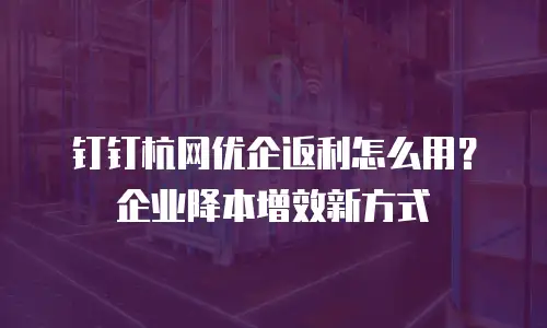 钉钉杭网优企返利怎么用？企业降本增效新方式