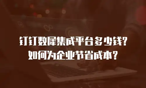 钉钉数犀集成平台多少钱？如何为企业节省成本？