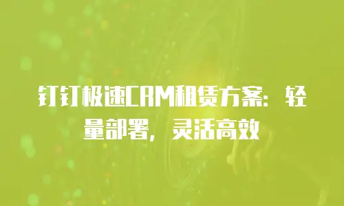 钉钉极速CRM租赁方案：轻量部署，灵活高效
