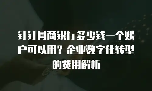 钉钉网商银行多少钱一个账户可以用？企业数字化转型的费用解析