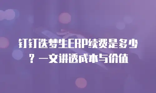 钉钉迭梦生ERP续费是多少？一文讲透成本与价值