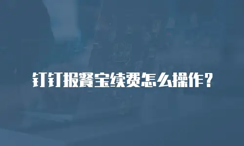 钉钉报餐宝续费怎么操作？