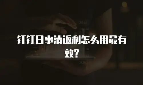 钉钉日事清返利怎么用最有效？