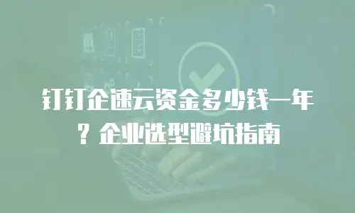 钉钉企速云资金多少钱一年？企业选型避坑指南
