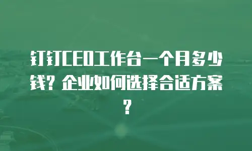 钉钉CEO工作台一个月多少钱？企业如何选择合适方案？