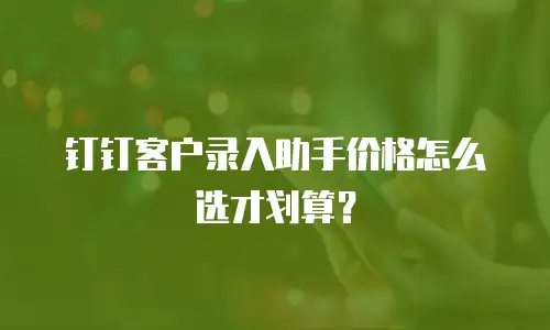 钉钉客户录入助手价格怎么选才划算？