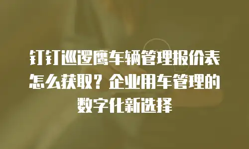 钉钉巡逻鹰车辆管理报价表怎么获取？企业用车管理的数字化新选择