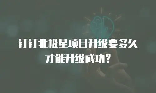 钉钉北极星项目升级要多久才能升级成功？