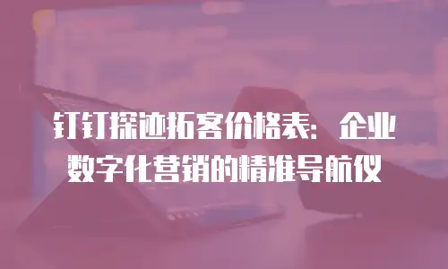 钉钉探迹拓客价格表：企业数字化营销的精准导航仪