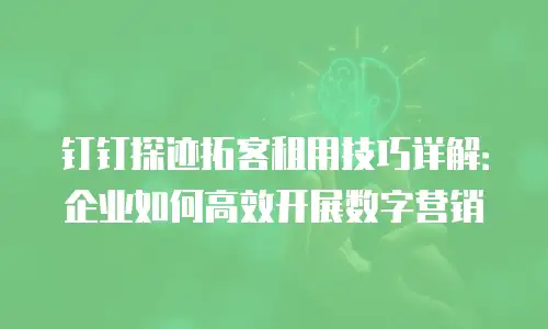 钉钉探迹拓客租用技巧详解：企业如何高效开展数字营销