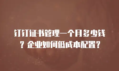 钉钉证书管理一个月多少钱？企业如何低成本配置？