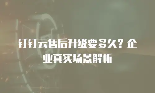 钉钉云售后升级要多久？企业真实场景解析