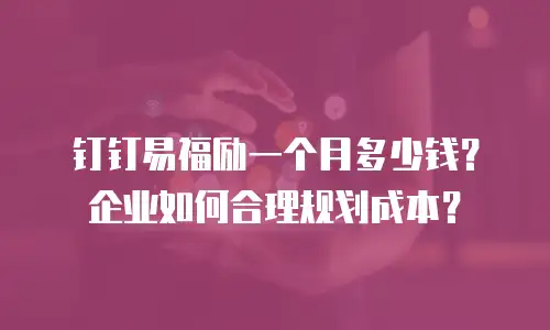 钉钉易福励一个月多少钱？企业如何合理规划成本？