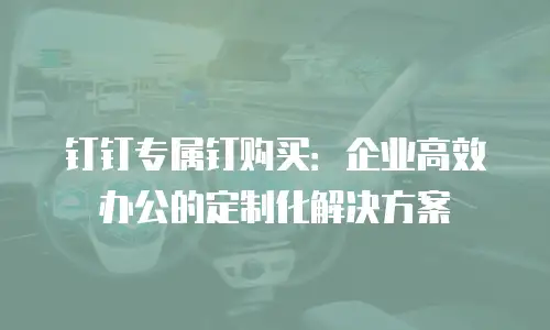 钉钉专属钉购买：企业高效办公的定制化解决方案