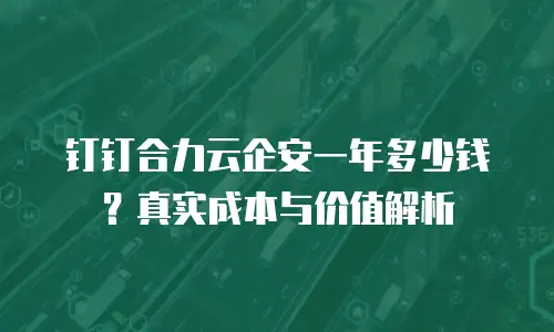 钉钉合力云企安一年多少钱？真实成本与价值解析