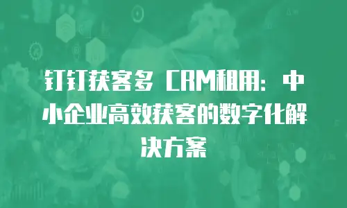 钉钉获客多 CRM租用：中小企业高效获客的数字化解决方案