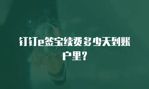 钉钉e签宝续费多少天到账户里？