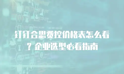 钉钉合思费控价格表怎么看？企业选型必看指南