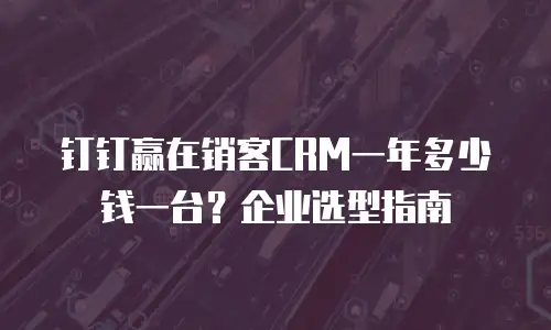 钉钉赢在销客CRM一年多少钱一台？企业选型指南